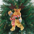Addobbo a forma di renna con paillettes dorate e corna in feltro per l'albero di Natale - Renna