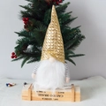 Golden gnome Christmas plush doll with white beard and grey striped knit body - Style A (200605) / Gold