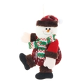 Pendentif bonhomme de neige en peluche avec bonnet rouge et écharpe pour sapin - Bonhomme de Neige