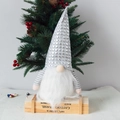 Festive Christmas gnome decoration with silver sequin hat and white plush beard - Style B (200605) / Silver