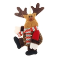 Ornement de Noël renne en peluche avec écharpe rayée et cordon doré de suspension - Cerf