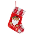 Red Christmas stocking with plush Santa applique and Merry Christmas banner detail - Style A Santa Claus