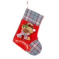 Red felt Christmas stocking with reindeer design and Merry Christmas banner sign - Style C Reindeer