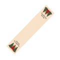 Beige linen Christmas table runner featuring red checkered tree and Merry Christmas print - Christmas Tree Style (Without Tassels)