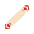 Christmas table runner with poinsettia flowers, plaid border, and red tassels - Poinsettia Red Flower Style