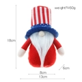 Patriotic 4th of July Independence Day gnome plush decoration with size measurements - Style B Flat Hat