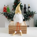 Gnomo de Navidad con gorro de lentejuelas doradas y piernas largas decorativas - Pierna Delgada Dorada