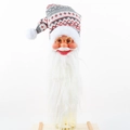 Santa Claus wine bottle topper with knitted hat, golden glasses and plush white beard - Grey Long Hat Santa