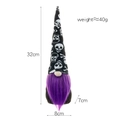 Halloween skeleton gnome ornament with purple beard and black pointed hat 32cm height - Black Skull (Purple Beard)