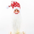 Copri bottiglia di vino Babbo Natale con cappello a maglia a righe e barba bianca - Babbo Natale con Cappello Lungo Rosso
