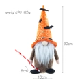 Halloween gnome plush with orange spider web hat and bat decor on white background - Gold Hat Style (Model B)