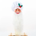 Copribottiglia di Babbo Natale con lunga barba bianca e cappello da chef decorativo - Babbo Natale Stile Chef