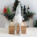 Gnomo navideño de lentejuelas plateadas con piernas largas a rayas para decoración - Pierna Gruesa Plateada