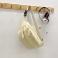 Sac à bandoulière en nylon jaune pâle avec compartiments zippés et sangle réglable - Blanc Cassé