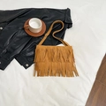 Sac bandoulière à franges marron en daim pour un style bohème rétro et tendance d'été - Marron