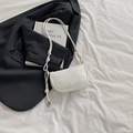 White lychee pattern saddle bag with unique knotted shoulder strap for women - White