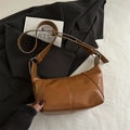 Caramel brown hobo shoulder bag with contrast stitching and adjustable leather strap - Brown