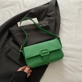 Minimalist green textured leather underarm shoulder bag featuring a stylish buckle detail - Green