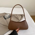 Borsa hobo marrone minimalista in pelle PU opaca per uno stile estivo casual - Marrone Caramello