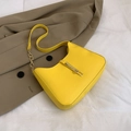 Minimalist hobo shoulder bag in bright yellow matte leather with gold chain strap - Yellow