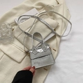 Mini sac bandoulière argenté avec motif crocodile embossé et poignée pour femme - Argenté