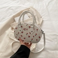 Borsa a tracolla bianca ovale con dolce stampa a ciliegia e tracolla rimovibile - Bianco