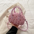 Borsa a cilindro rosa con dolce stampa a ciliegia e tracolla regolabile da donna - Rosa