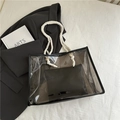 Transparent PVC tote bag with white rope handles and a black inner pouch insert - Black