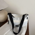 White nylon crescent waist bag with adjustable strap and Lucky Fashion logo for sports - White