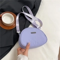 Chic purple nylon crescent crossbody bag with adjustable wide strap and metal logo - Purple