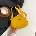 Minimalist bright yellow nylon crescent crossbody bag with adjustable wide woven strap - Yellow