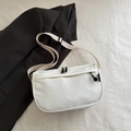 Minimalistische weiße Canvas Umhängetasche mit Multi-Taschen-Design und Gurtband - Weiß