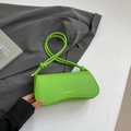 Fluorescent green leather shoulder bag with knot strap and gold fashion logo - Green