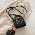Elegante schwarze gesteppte Handtasche mit goldenen Metallbeschlägen und Umhängeriemen - Schwarz