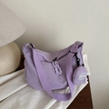 Sac fourre-tout minimaliste en nylon lilas avec bandoulière réglable et pochette ronde - Violet