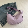 Minimalist light purple crescent crossbody bag in water-resistant nylon with small coin purse - Purple