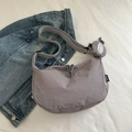 Chic lavender nylon crescent crossbody bag with adjustable strap and coin pouch accessory - Gray