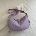 Minimalist light purple crescent tote bag with adjustable strap in nylon material - Purple