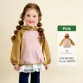 Giacca outdoor con cappuccio per bambina in rosa e marrone con dettaglio in pizzo - 90cm / Top / Rosa Misto