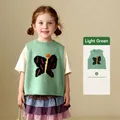 Kids knitted vest in light green with black butterfly jacquard and red accents - 90cm / Butterfly Pattern / Light Green