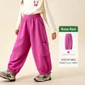 Kids rose red casual cargo joggers with elastic waist and side pockets for boys and girls - 90cm / Bottoms / Rose Red