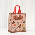 Cartoon Wild West themed waterproof non-woven shopping gift bag with red handles - Tan Wild West Print (5055-5) / 29*27*12cm