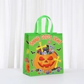 Halloween non-woven gift bag with pumpkin and ghost print in bright green color - Laminated Non-Woven Fabric