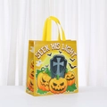 Sacchetto regalo giallo di Halloween in TNT con stampe di zucche e fantasmi festivi - Motivo Pietra Tombale di Zucca (3011-5) / Giallo
