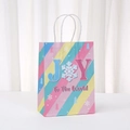 Roze gestreepte kerstcadeautas met Joy To The World print en sneeuwvlokmotieven - Kleurrijke Schuine Strepen JOY Stijl (565-5)
