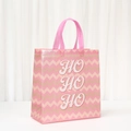Pink Christmas non-woven gift bag with chevron pattern and HO HO HO print detail - Chevron Pattern (5054-2)