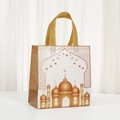 Sacchetto regalo Ramadan impermeabile con stampa oro di luna e moschea per festa Eid - 23x22x11cm