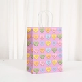 Purple Valentine gift bag with candy heart prints and white rope handles for favors - Purple Candy Heart Style (568-6)