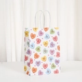 White paper gift bag with colorful conversation heart prints and twisted rope handles - Colorful Confession Heart (568-4)
