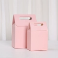 Pink paper gift box set with handles and semicircular flip lids in two sizes - Pink